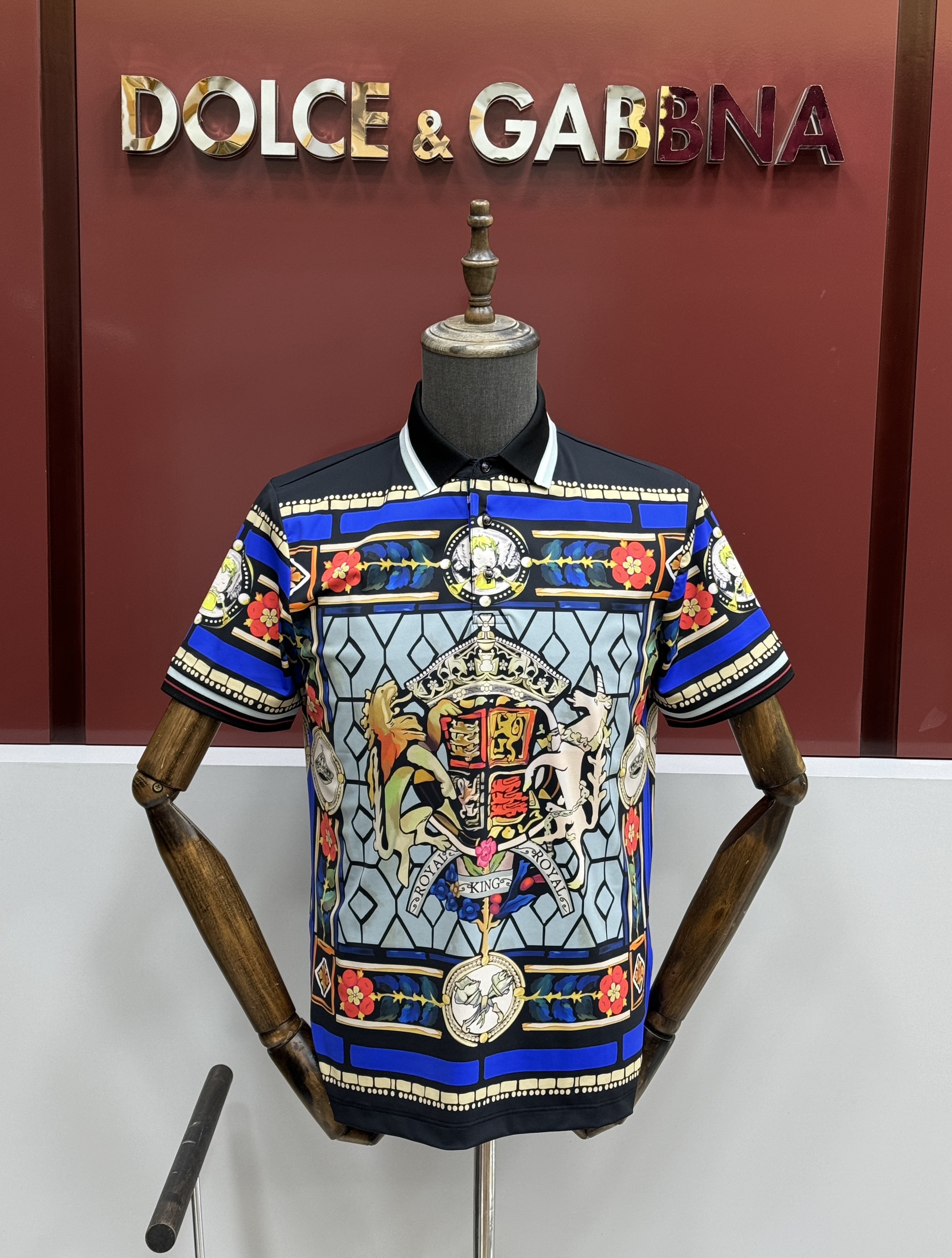 Áo polo Dolce Gabbana DG Đen họa tiết luxury phối Xanh dương Like Auth 1-1 on web CD